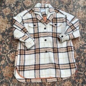 Old Navy Cream and Tan Plaid Jacket